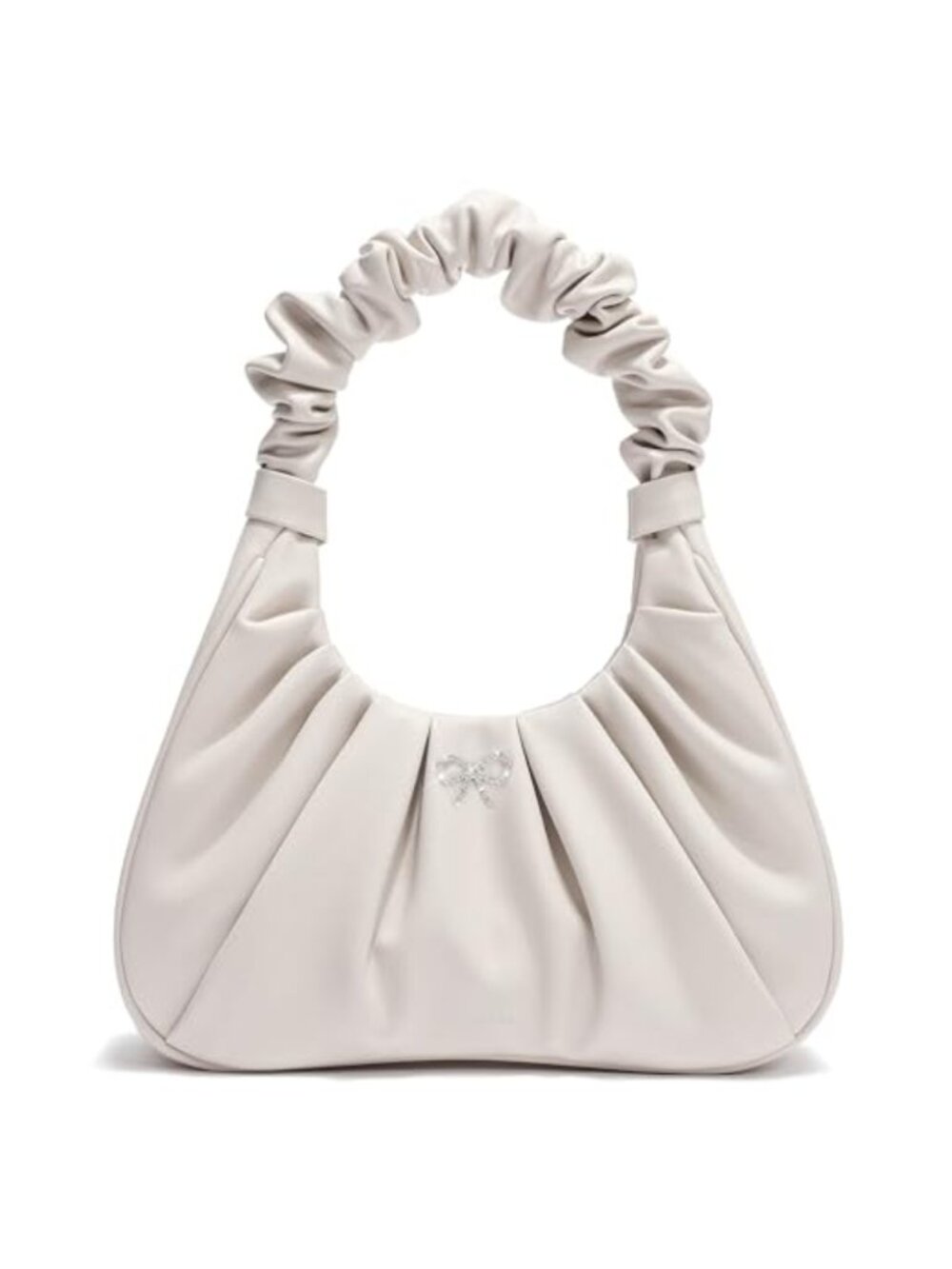 Vegan Leather Cloud Pleated Small Shoulder Bag with Zipper